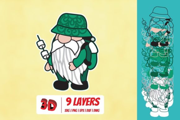 3D Camping Gnome SVG