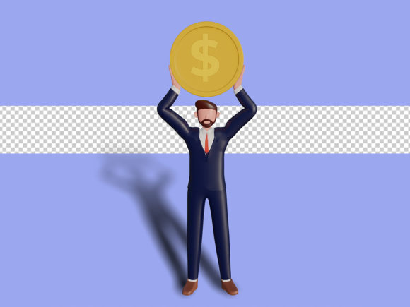 3d Male Character Holding Up a Coin: Elevating Visual Identity with Dynamic 3D Assets