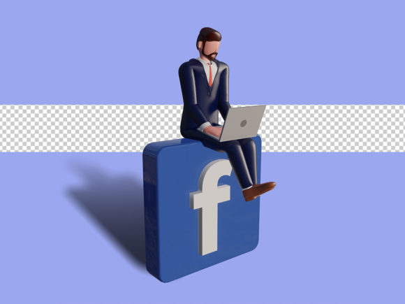 3d Male Character Typing on Laptop
