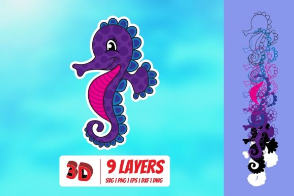 3D Sea Horse SVG