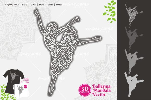 Ballerina Mandala SVG 3D Layered 1