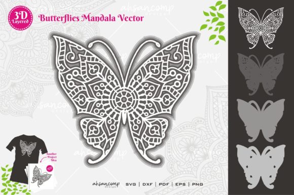 Butterflies 11 Mandala SVG 3D Layered