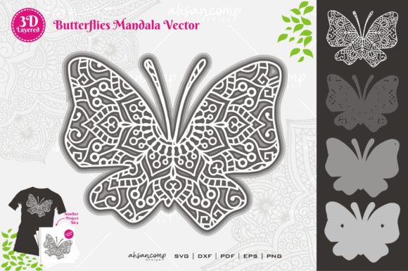 Butterflies 2 Mandala SVG 3D Layered