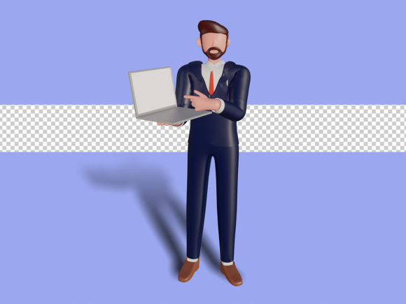 Elevate Your Visual Identity with a 3D Male Character Holding Laptop