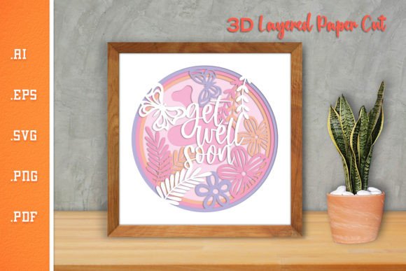 Get Well Wishes 3D Layered Paper Cut SVG