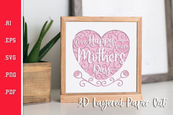 Mothers Day 3D Layered Paper Cut SVG