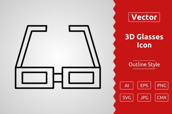 Vector 3D Glasses Outline Icon